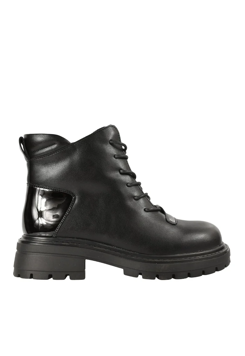 Ghete casual, dama,  JH50013A, negru, piele naturala, Negru