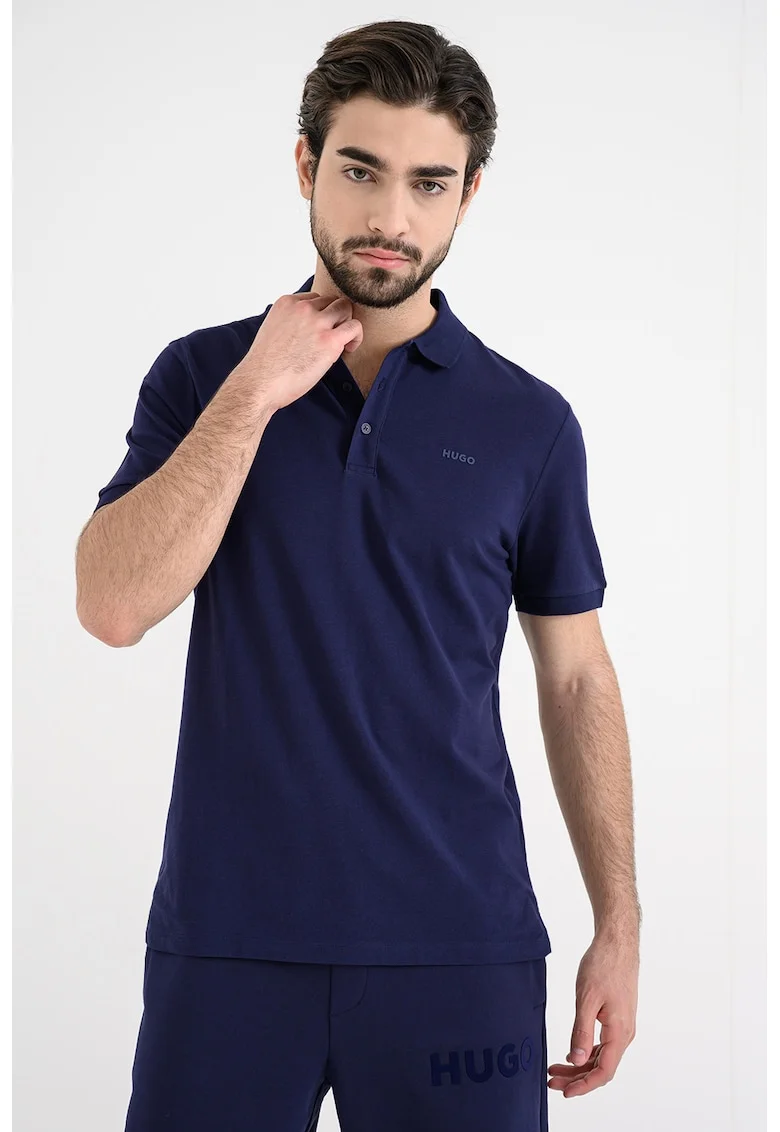 Tricou polo din bumbac pique Donos, Albastru indigo