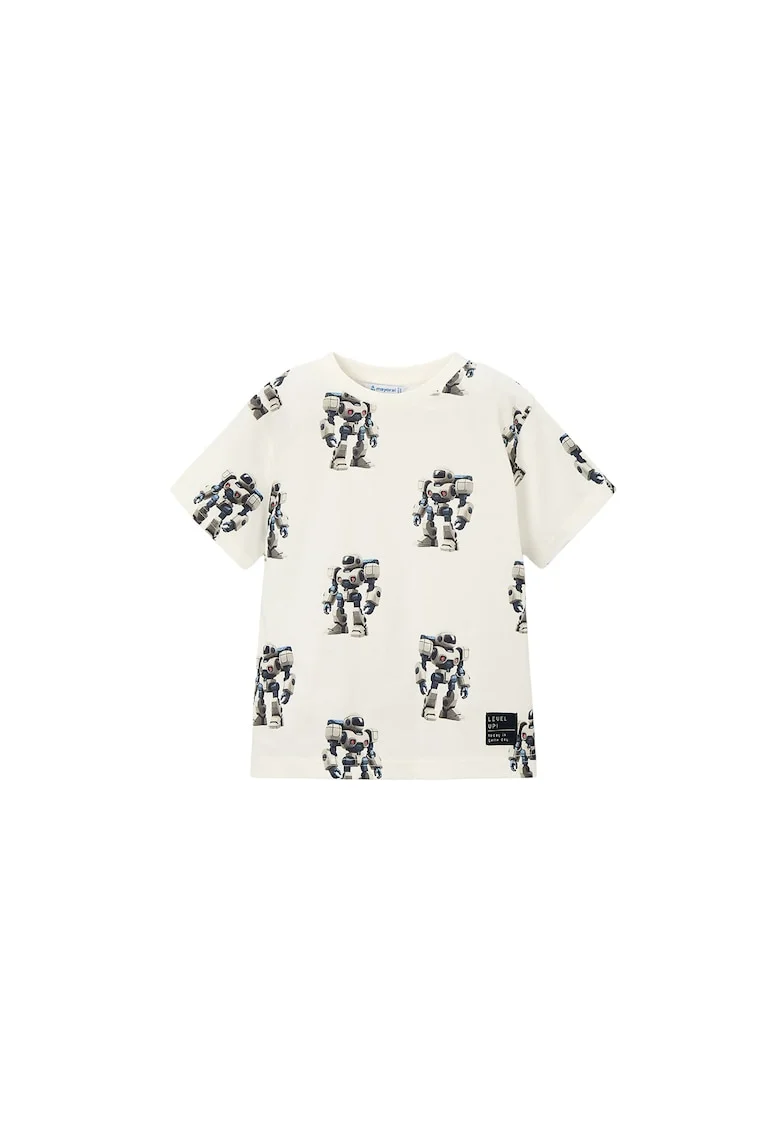 Tricou copii,  din bumbac 100%, alb, cu model