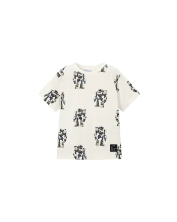 Tricou copii,  din bumbac 100%, alb, cu model