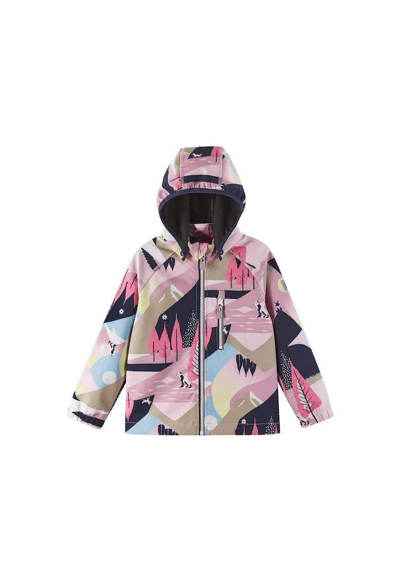 Geaca softshell copii,  roz, poliester reciclat