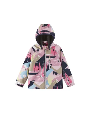 Geaca softshell copii,  roz, poliester reciclat
