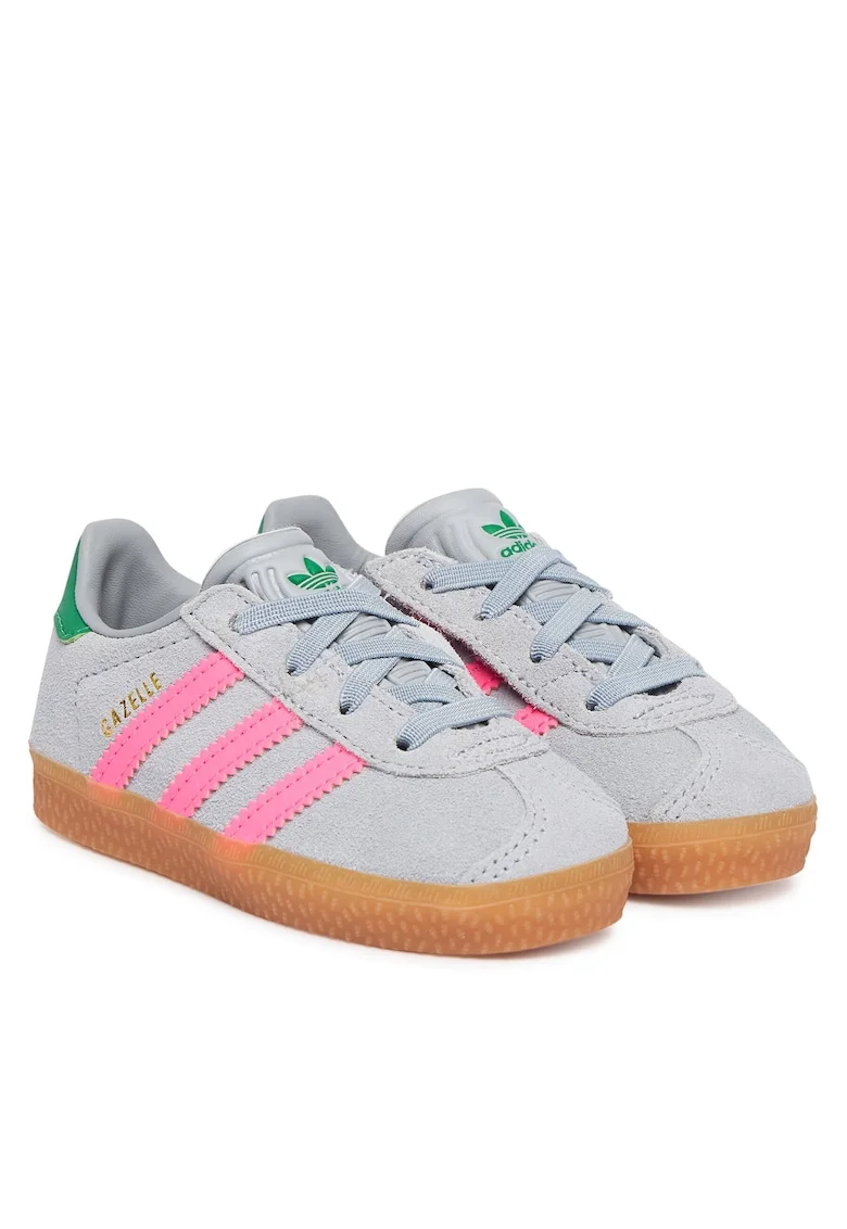 Pantofi sport copii,  piele naturala, gri, sistem inchidere Velcro