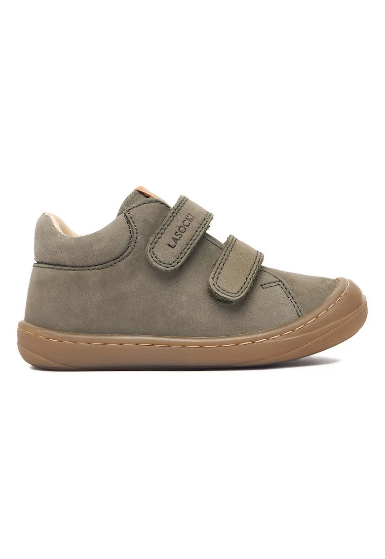 Pantofi copii,  piele naturala, verde, sistem inchidere Velcro