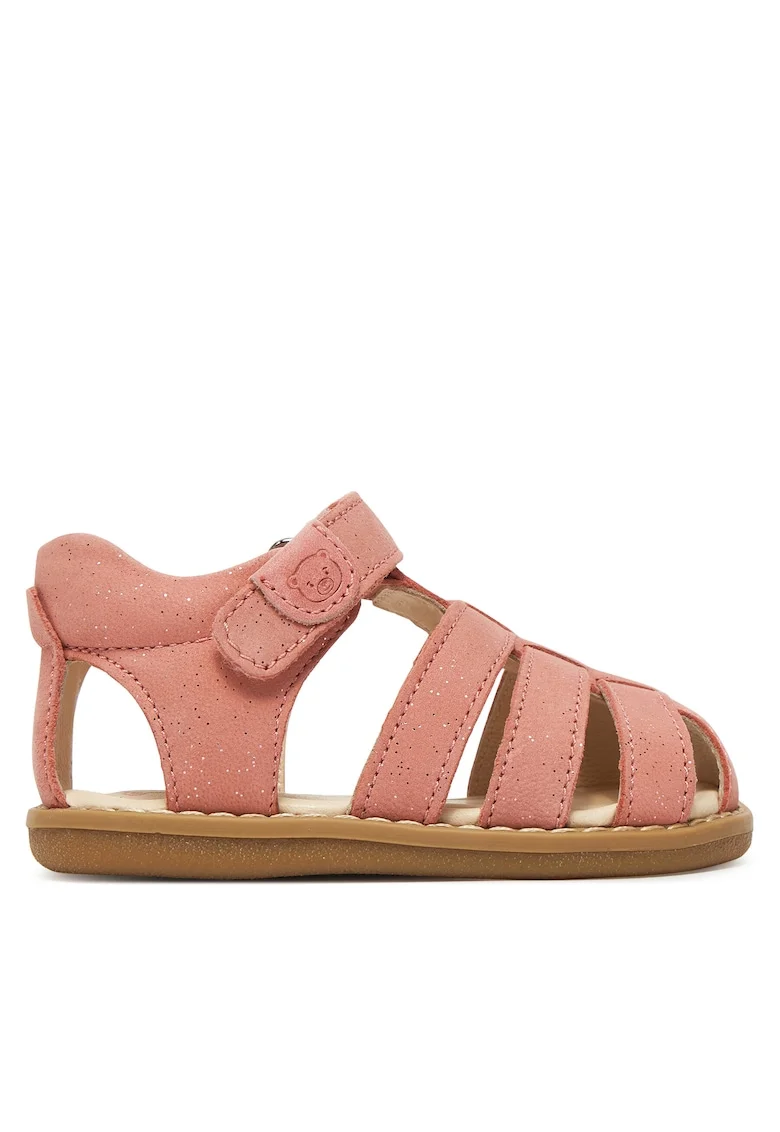 Sandale fete  piele naturala, roz, sistem inchidere Velcro