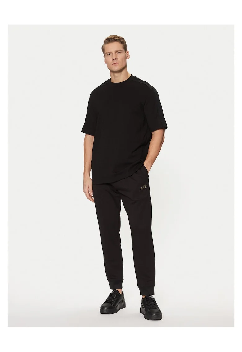 Pantaloni trening barbati,  negru, poliester si viscoza,