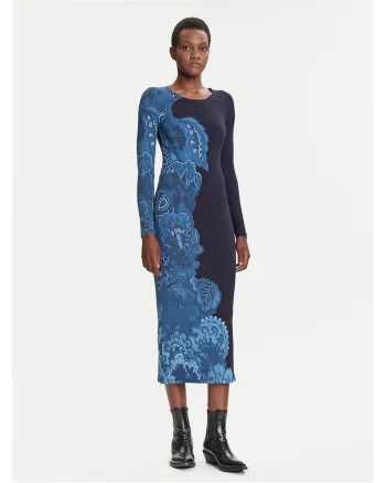 Rochie de zi,  viscoza, bleumarin,