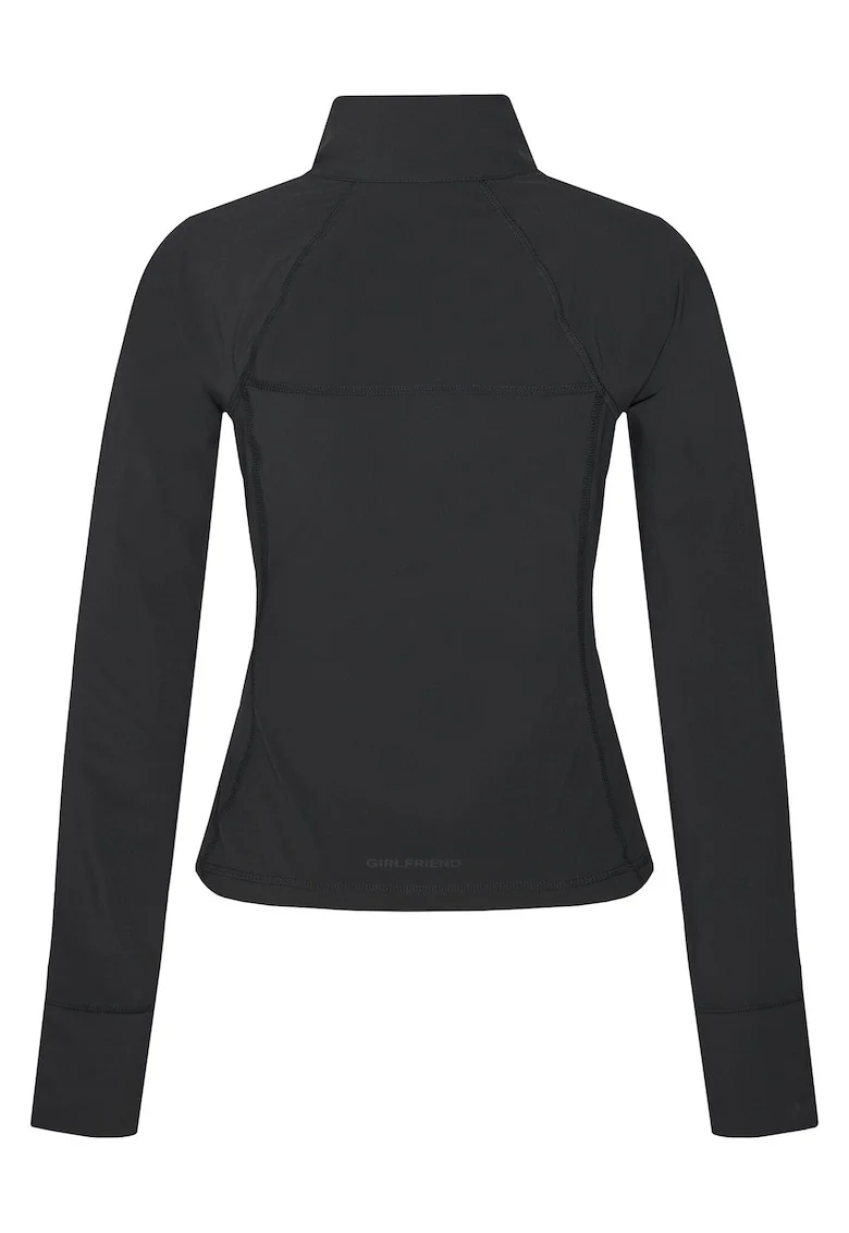 Bluza dama,  slim fit, negru, 86% poliester reciclat, 14% elastan
