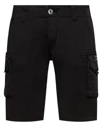 Pantaloni scurti barbati,  slim fit, negru, bumbac,