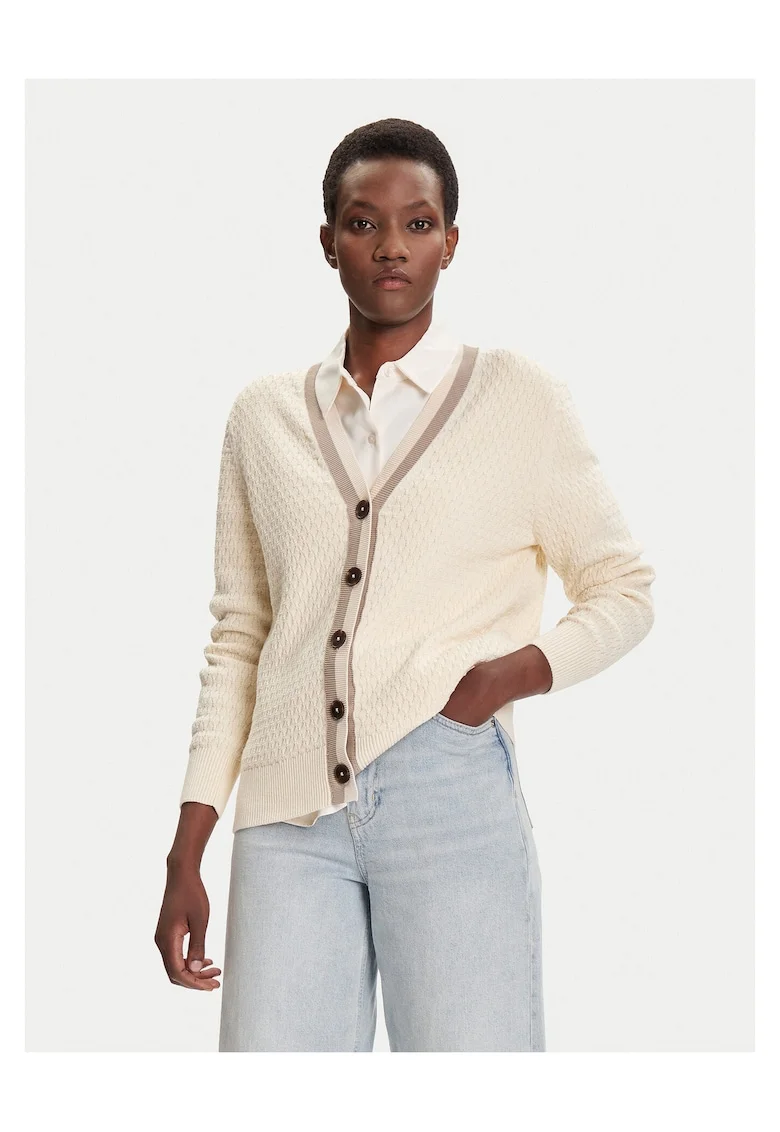 Cardigan dama,  Menta, Ecru, Bumbac,
