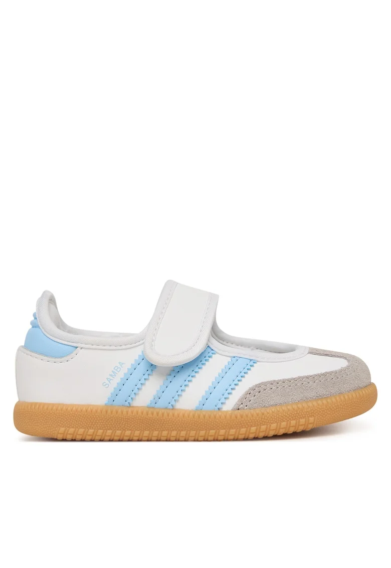 Balerini copii,  piele naturala, alb, velcro