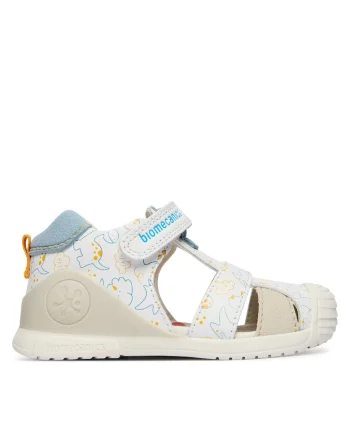 Sandale Baieti,  piele naturala, alb/multicolor