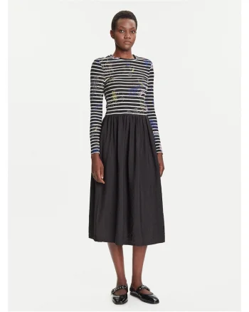 Rochie Femei,  56% viscoza, 35% poliester, 7% poliamida, 2% elastan, INTL, Negru