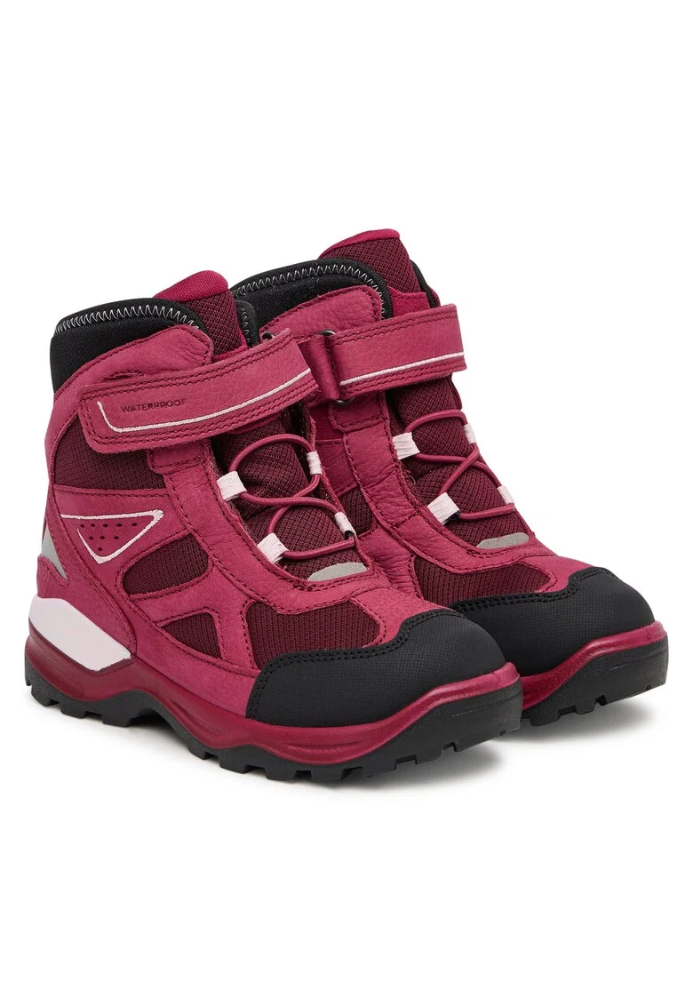Cizme de zapada copii,  piele naturala, roz, velcro, spuma