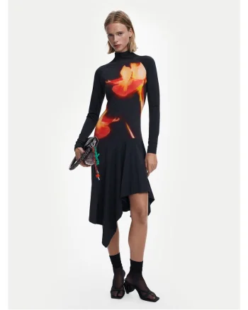 Rochie casual,  bumbac, negru, 95% bumbac, 5% elastan