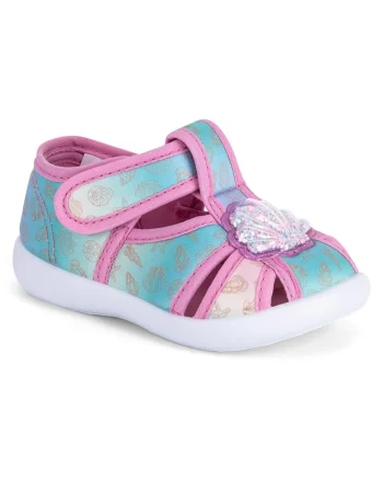 Papuci copii,  multicolor, material textil, pentru fete,