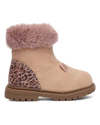 Botine Fete,  material sintetic, roz, inchidere cu fermoar,