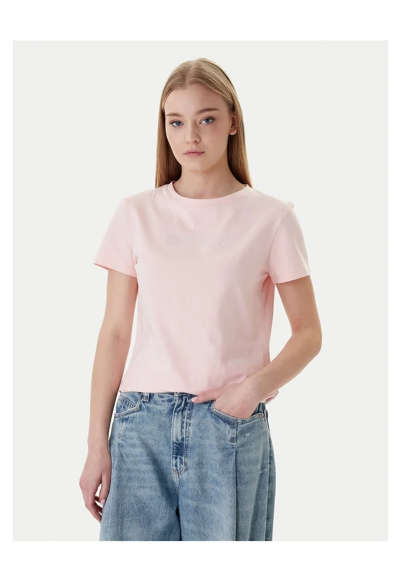 Tricou dama,  bumbac/elastan, roz