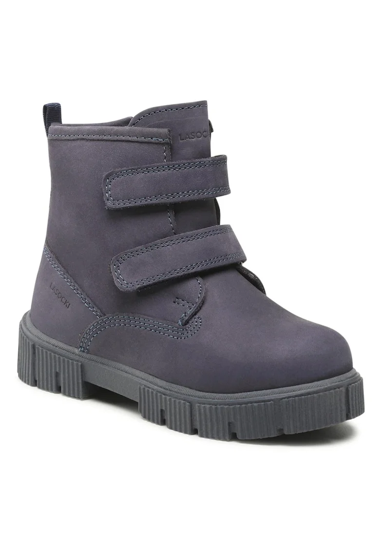 Cizme copii,  piele naturala, bleumarin, sistem inchidere Velcro