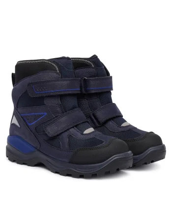 Ghete de zapada copii,  piele naturala, albastru, velcro