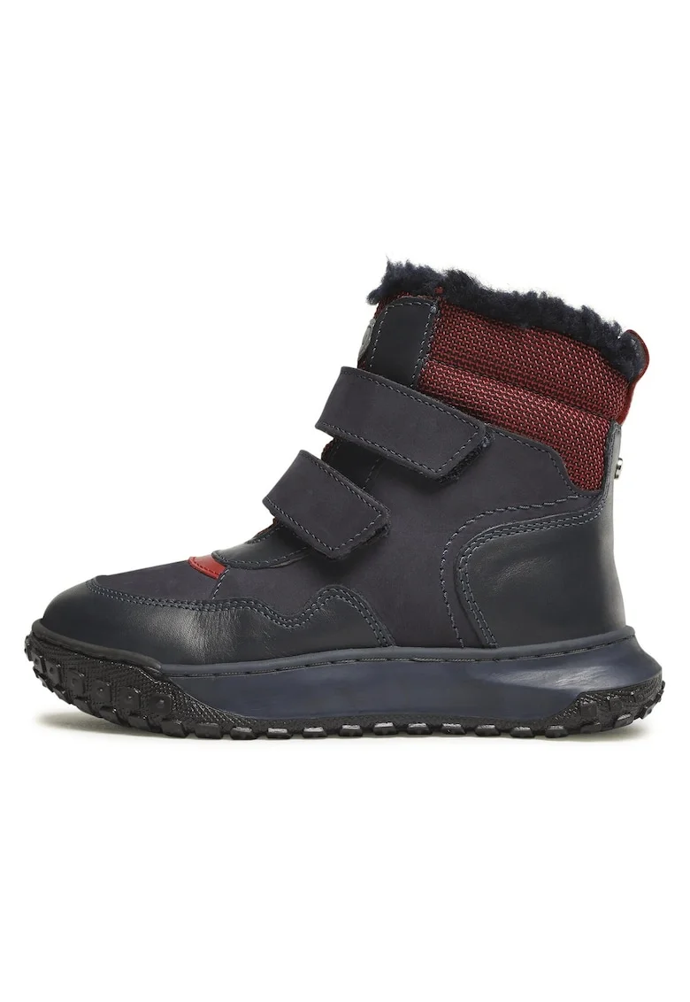 Cizme copii,  piele naturala, albastru, sistem inchidere Velcro,