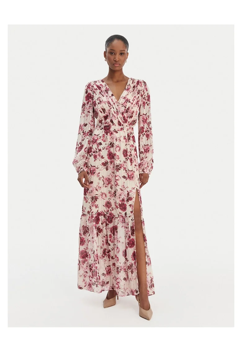 Rochie de seara,  poliester, ecru, roz