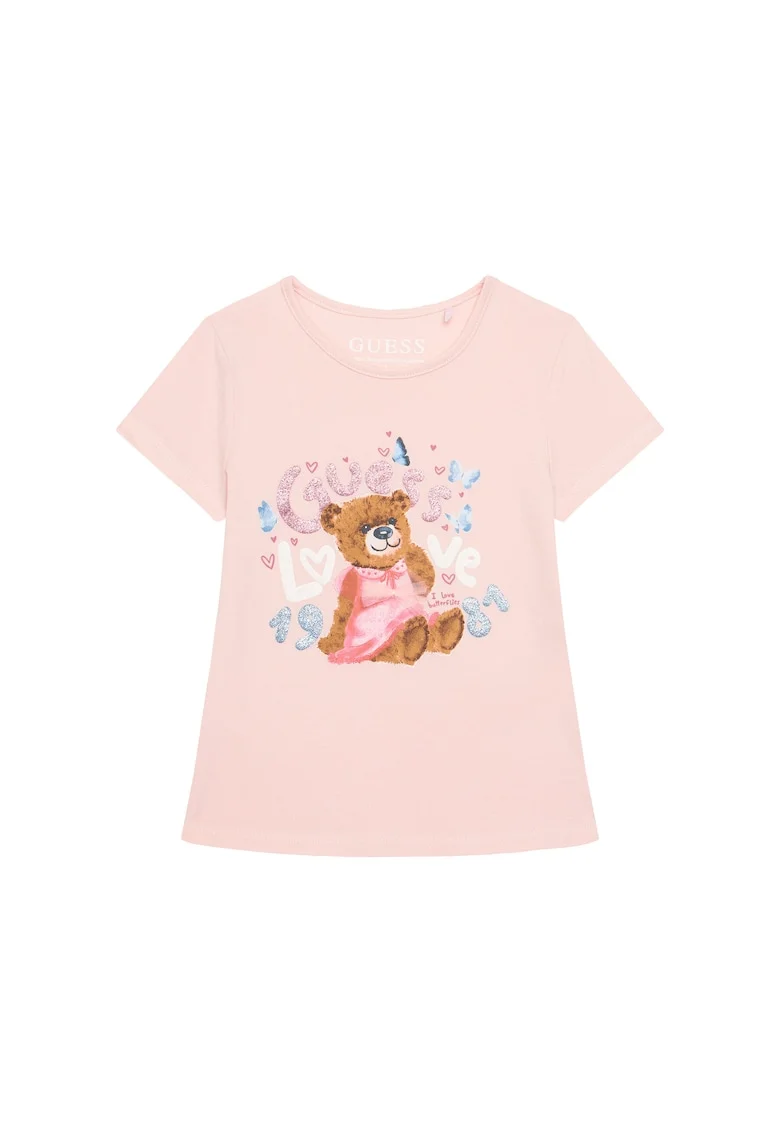 Tricou copii,  din bumbac organic, roz, 95% bumbac organic