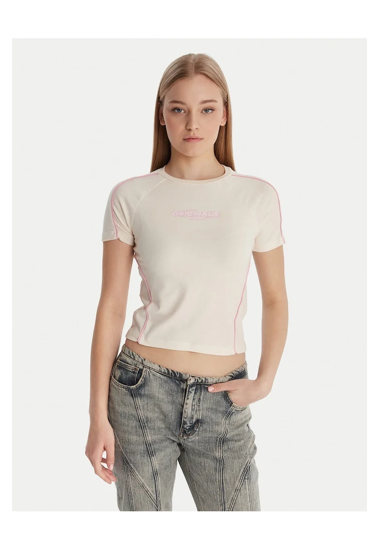 Tricou dama,  bumbac organic/elastan, ecru