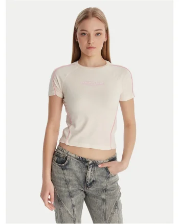 Tricou dama,  bumbac organic/elastan, ecru