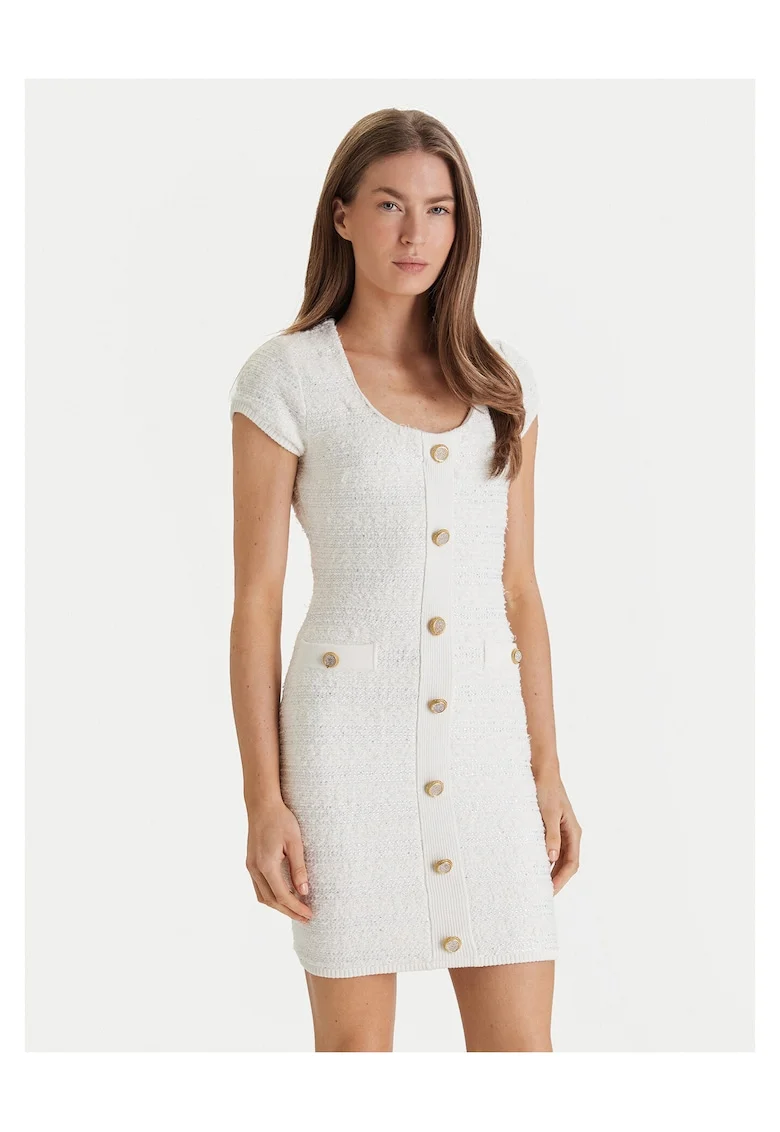 Rochie,  tricotata, alb, 50% viscoza