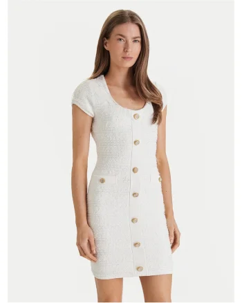Rochie,  tricotata, alb, 50% viscoza
