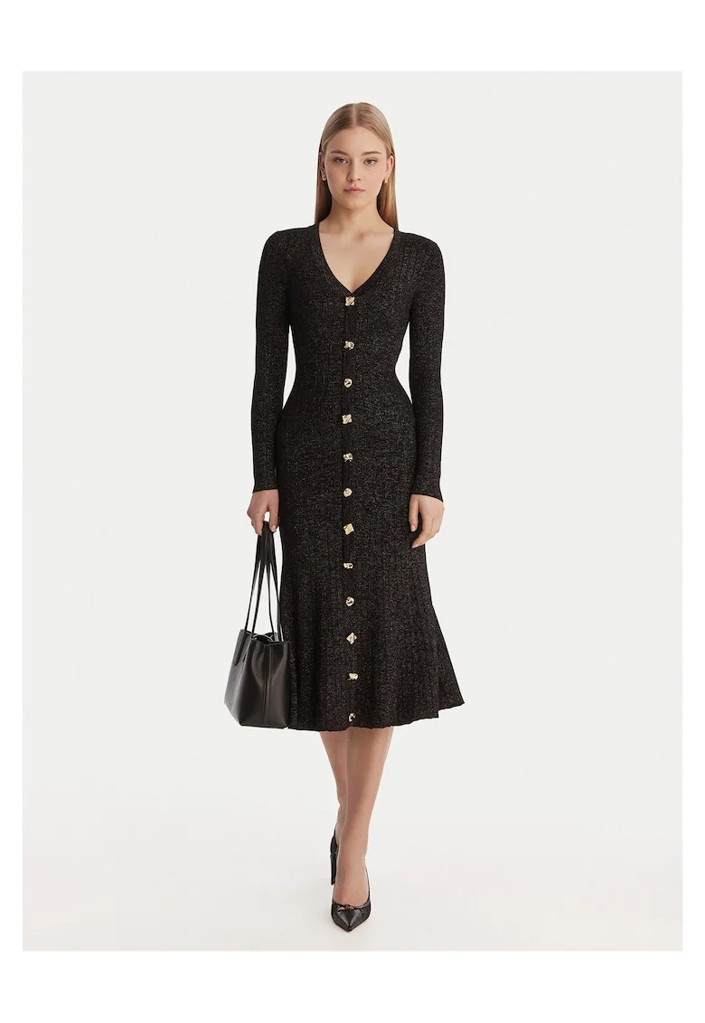 Rochie tricotata de dama,  neagra, 59% viscoza,