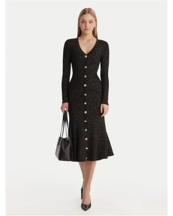 Rochie tricotata de dama,  neagra, 59% viscoza,