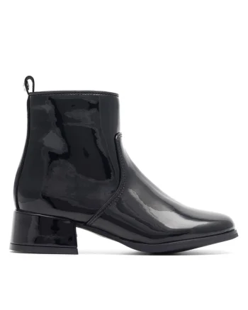 Botine copii,  negru, material sintetic, fermoar,