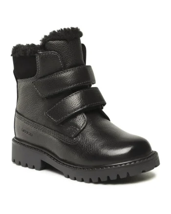 Ghete copii,  piele naturala, negru, velcro