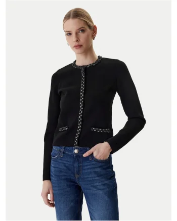 Cardigan dama,  negru, 51% viscoza, 26% poliamida, 23% poliester,