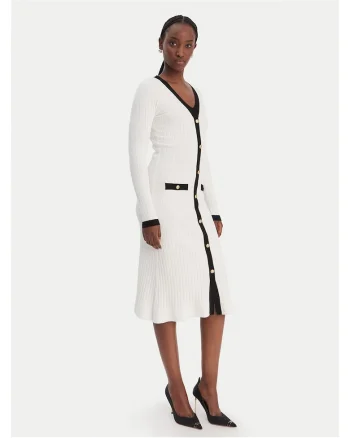 Rochie tricotata,  alb, 58% viscoza, 23% poliester