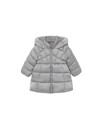 Geaca de iarna Fete,  gri, material sintetic, cu gluga, captusita