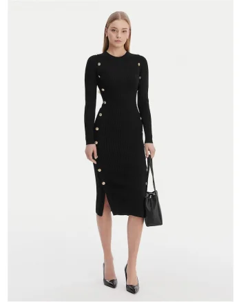 Rochie tricotata,  neagra, viscoza, pentru femei