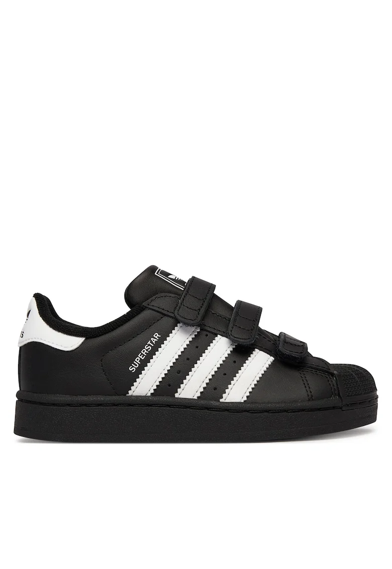 Pantofi sport copii,  Superstar, piele ecologică, velcro, negru, Negru