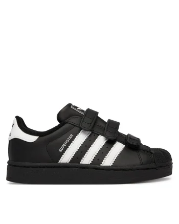 Pantofi sport copii,  Superstar, piele ecologică, velcro, negru, Negru