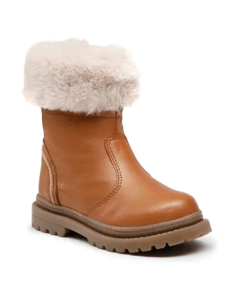 Cizme Fete,  piele naturala, fermoar, maro,
