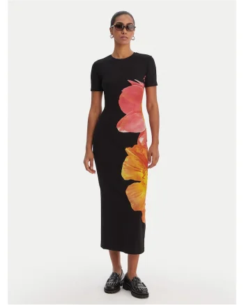 Rochie casual,  bumbac, negru, pentru femei