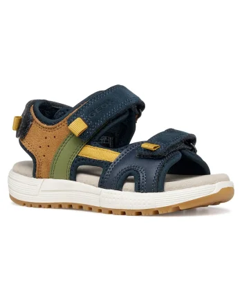 Sandale Baieti,  piele naturala, albastru/multicolor