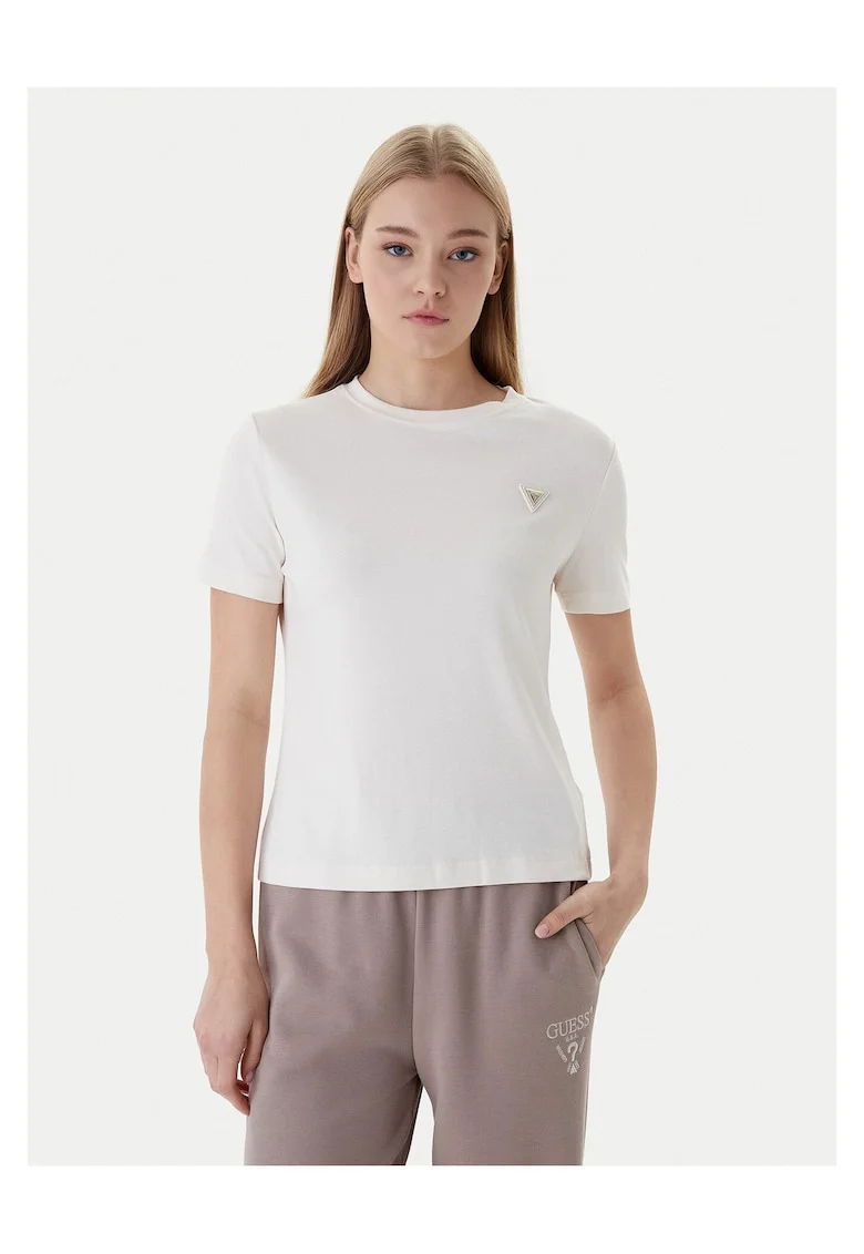 Tricou dama,  Ecru, bumbac/modal/elastan,