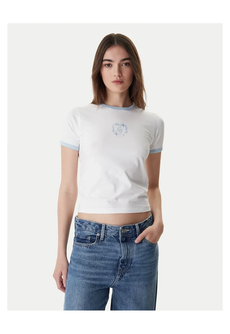 Tricou dama,  alb, bumbac/elastan