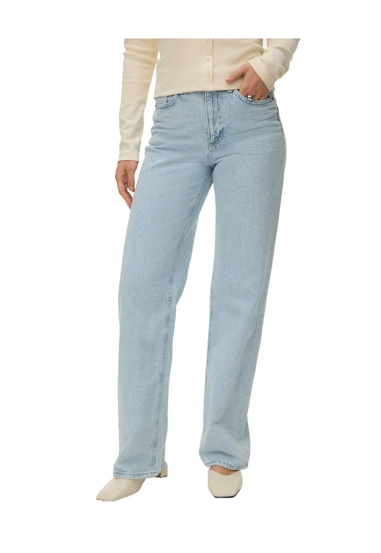 Blugi de dama,  fermoar, albastru, bumbac/bumbac organic/elastan