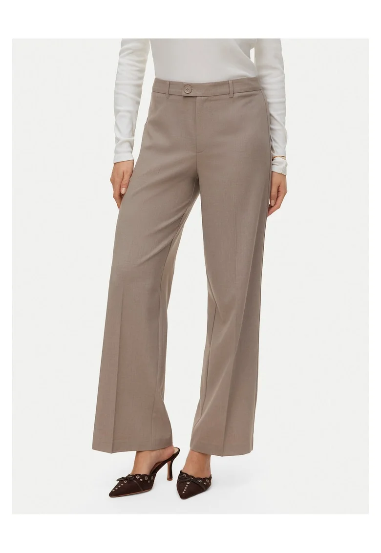 Pantaloni dama,  fermoar, bej, din poliester
