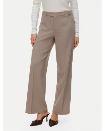Pantaloni dama,  fermoar, bej, din poliester
