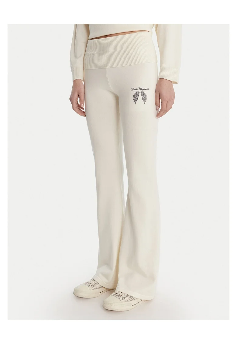 Pantaloni dama,  viscoza, tricotati, ecru